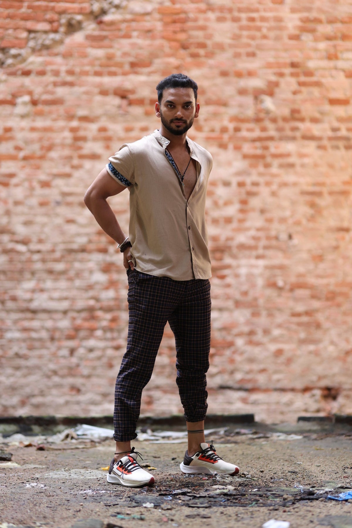The Batik Accent - Linen Short Sleeve Shirt