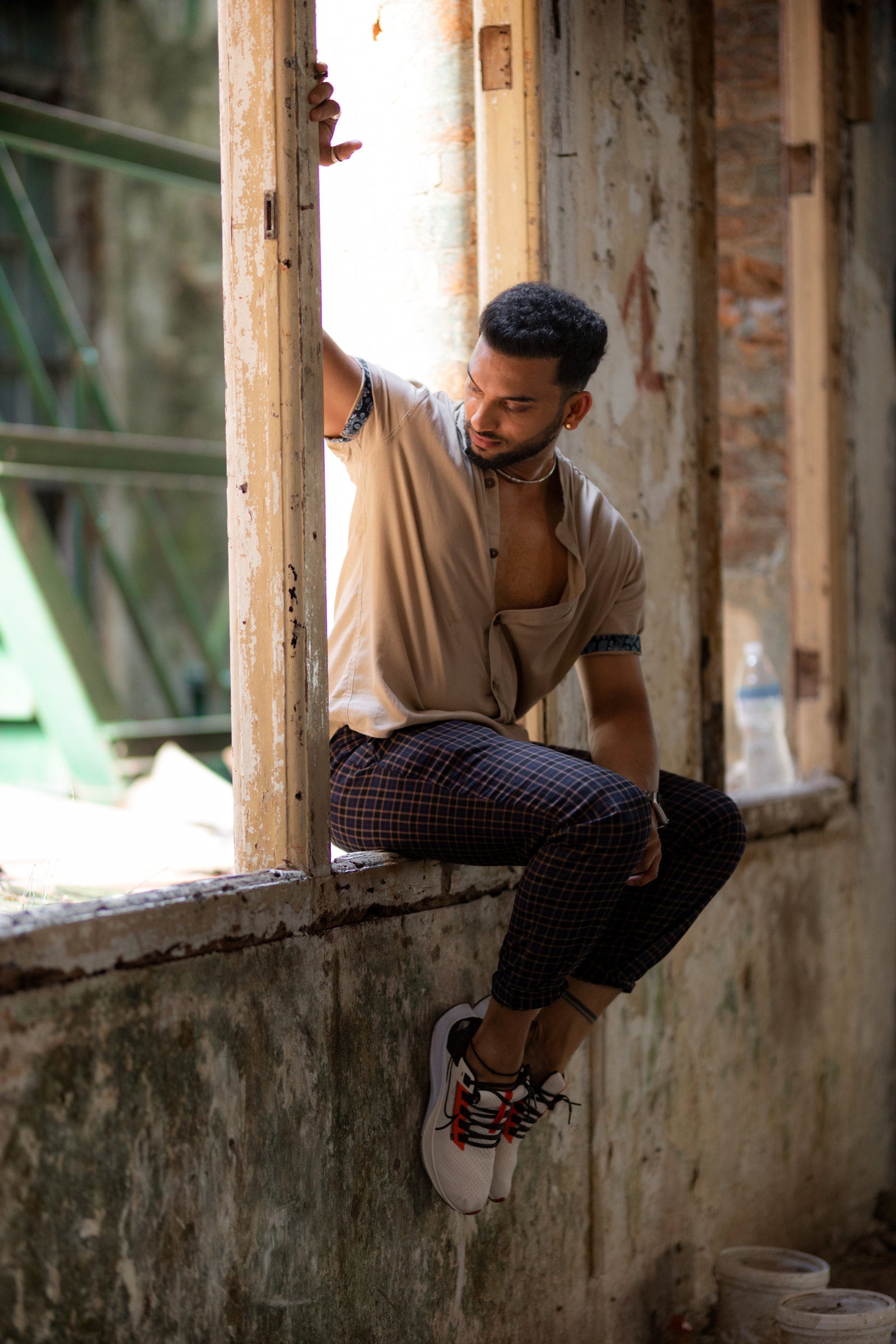 The Batik Accent - Linen Short Sleeve Shirt