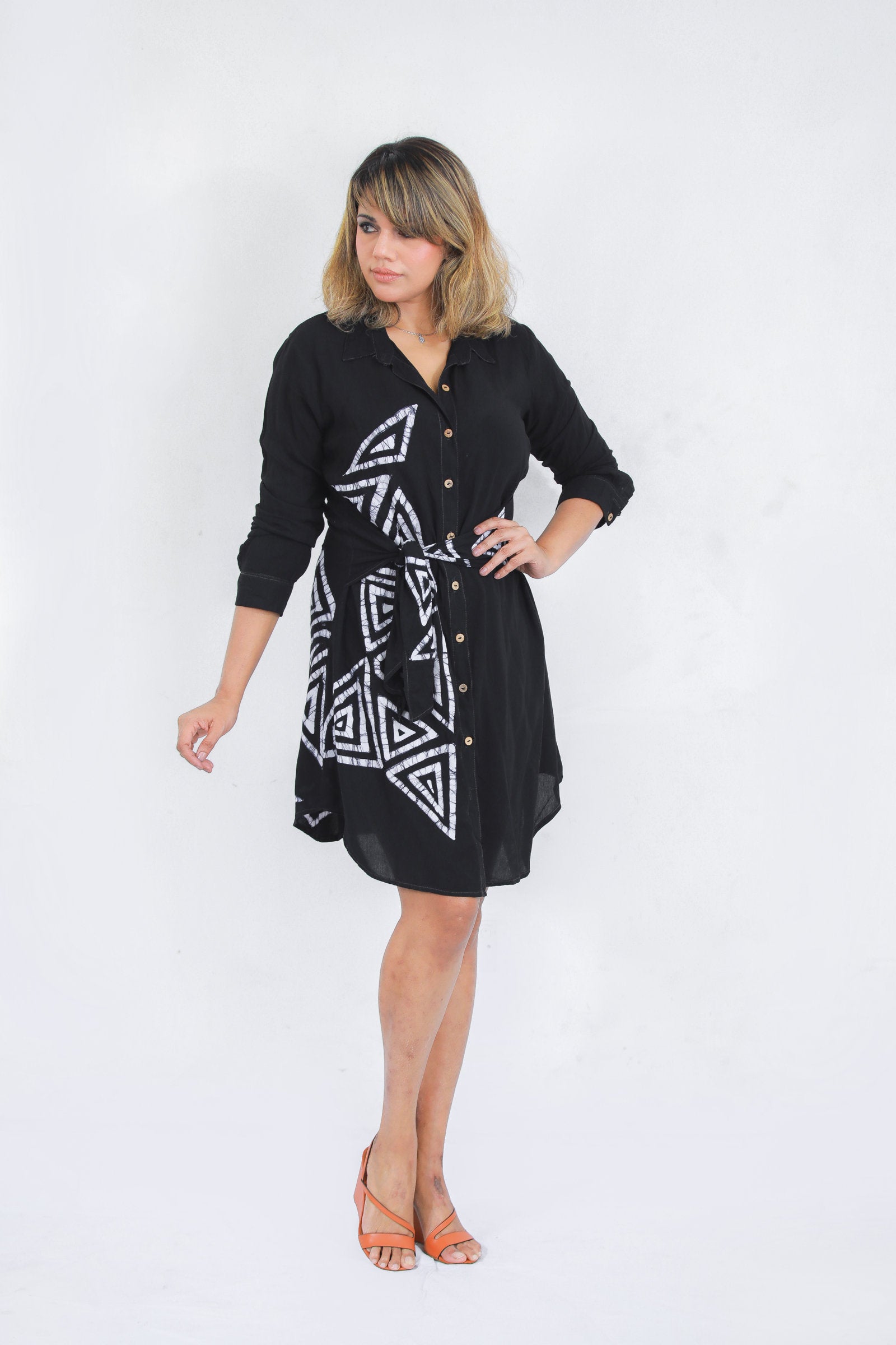 Monochrome Muse Shirt Dress